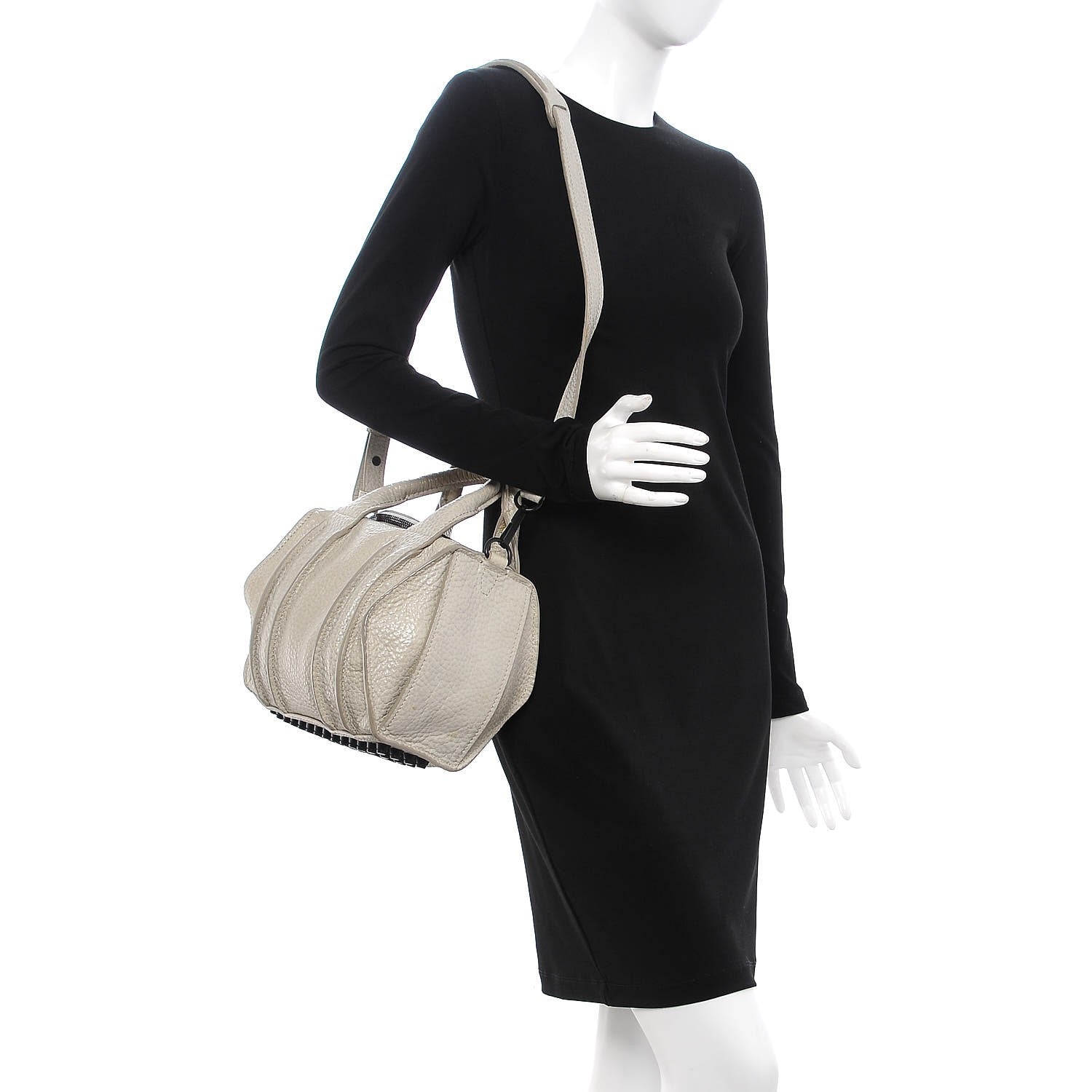 Alexander Wang Pebbled Lambskin Inside Out Rocco Matte Black Hardware Chalk 2 of 11