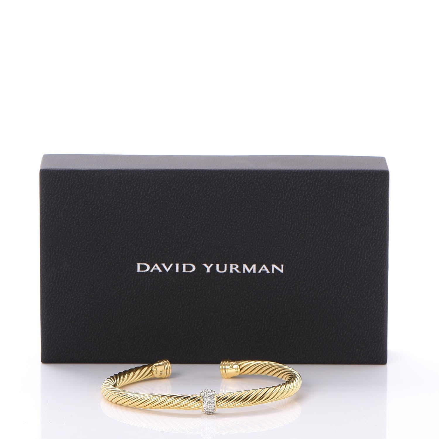 David Yurman 18K Yellow Gold Diamond 5mm Cable Classics Bracelet 7 of 7