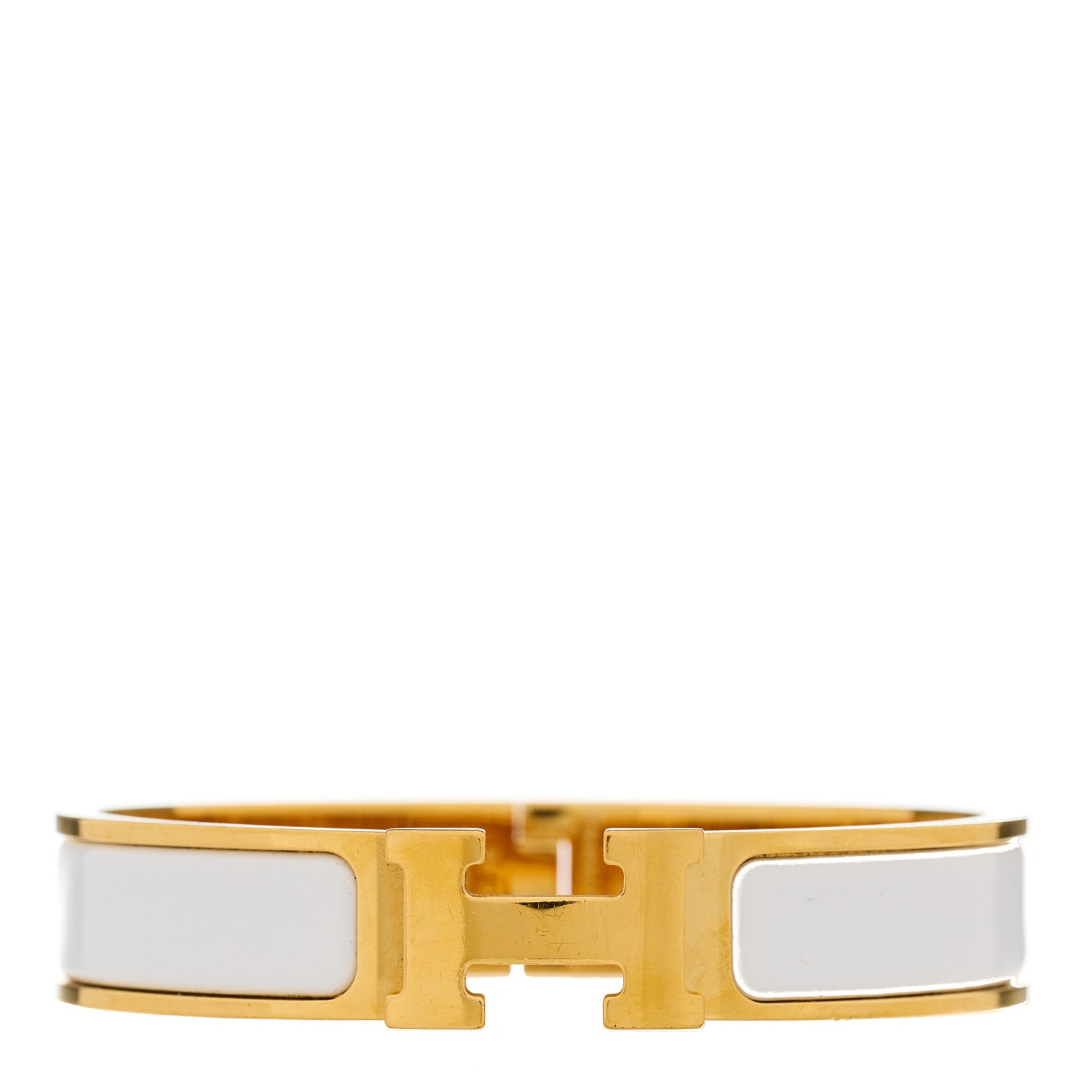 Hermes Enamel Narrow Clic Clac H Bracelet PM White 1 of 3