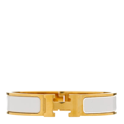 Hermes Enamel Narrow Clic Clac H Bracelet PM White 1 of 3