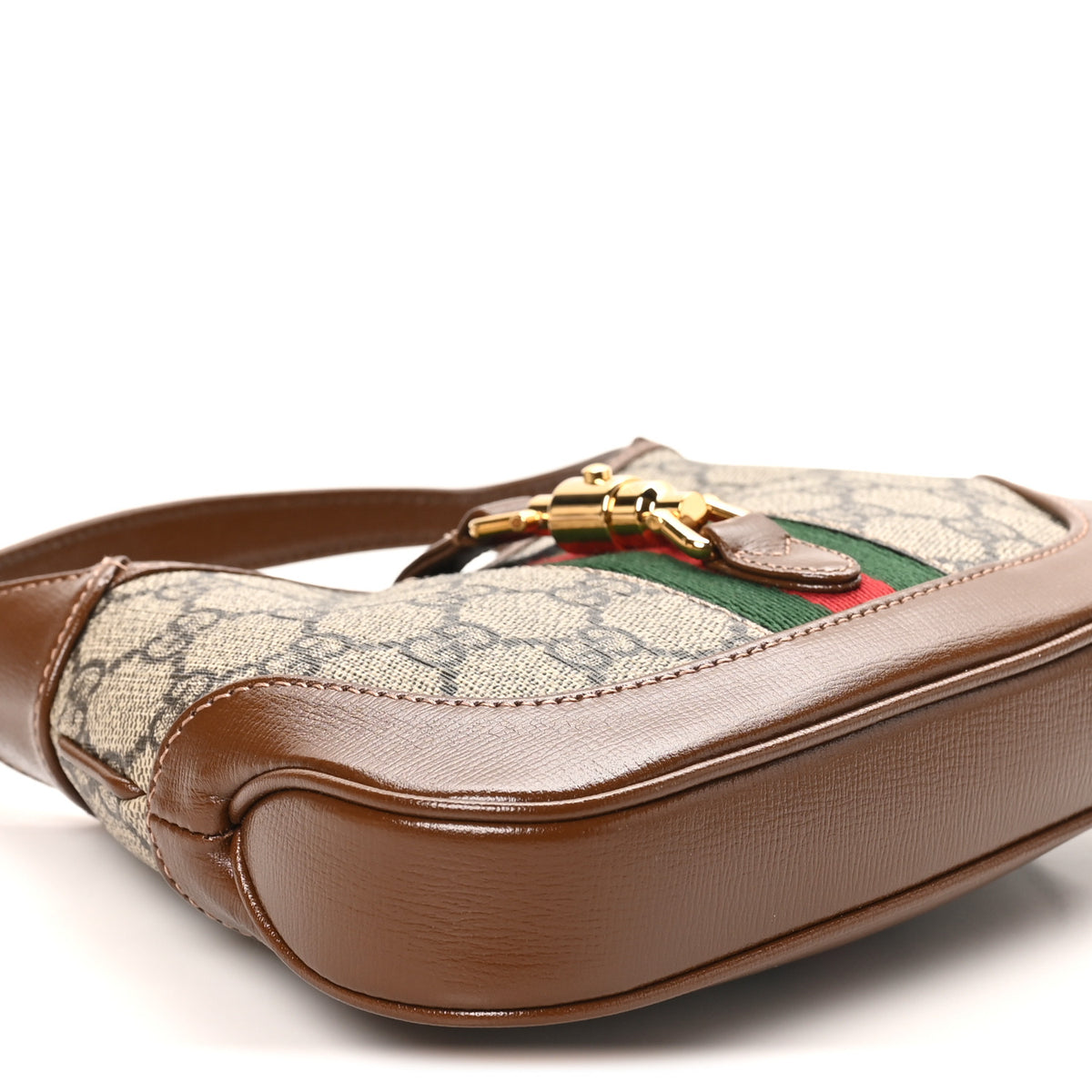 Gucci GG Supreme Monogram Azalea Calfskin Web Mini Jackie 1961 Hobo Beige Ebony Brown Sugar 8 of 9