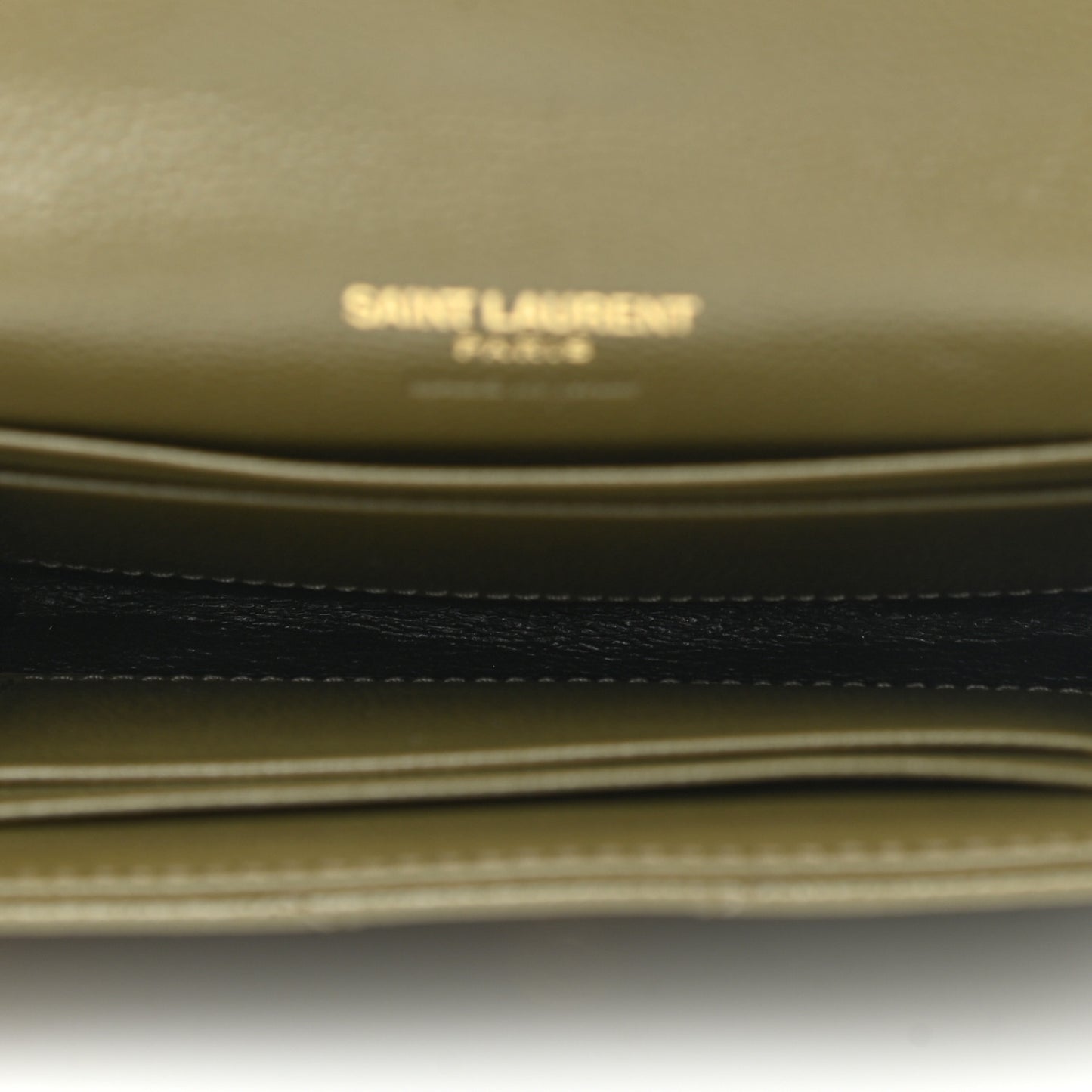 Grain De Poudre Matelasse Chevron Small Monogram Envelope Wallet Vert Kaki