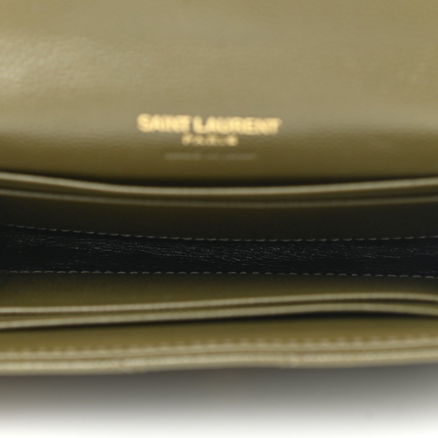Saint Laurent Grain De Poudre Matelasse Chevron Small Monogram Envelope Wallet Vert Kaki 5 of 7