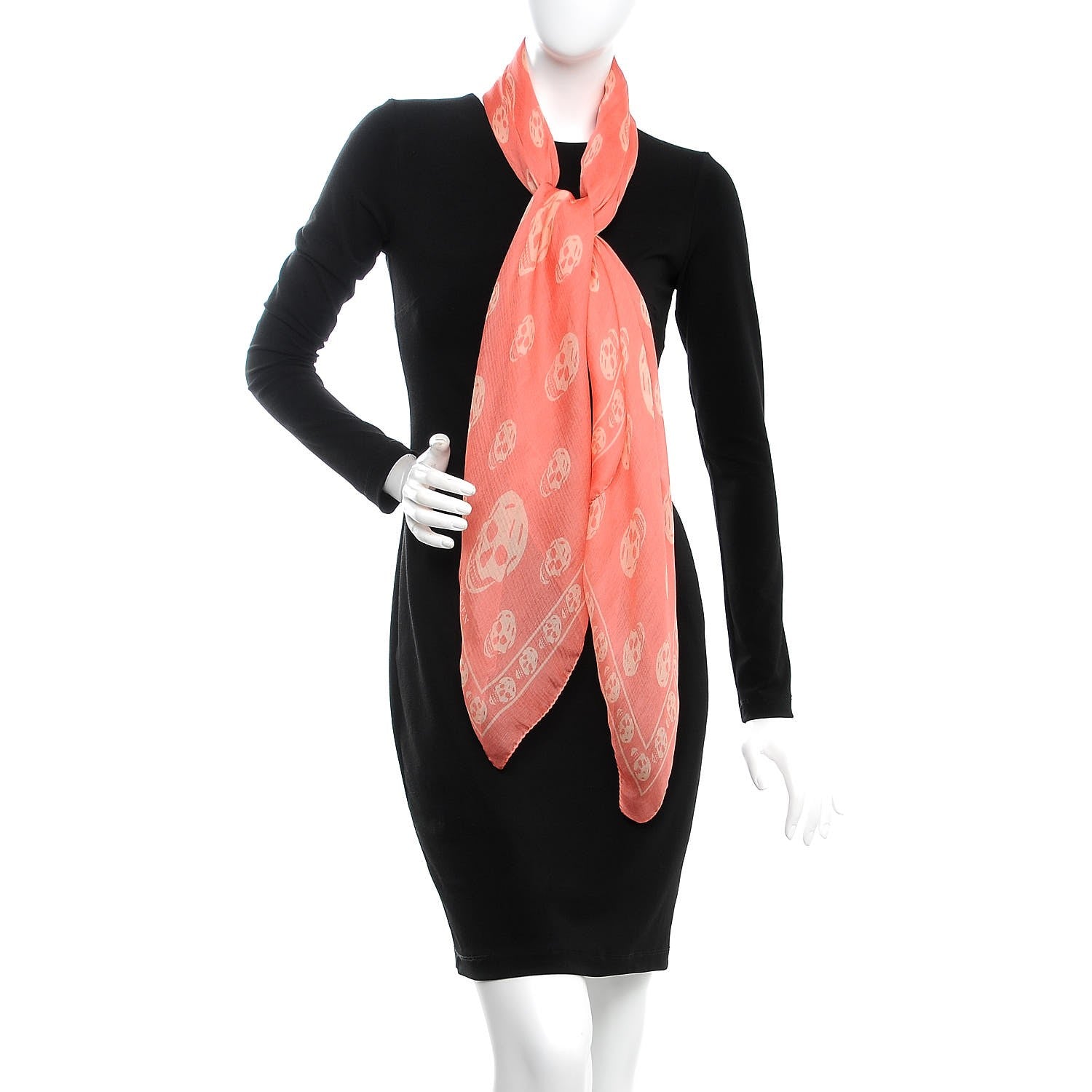 Alexander McQueen Silk Chiffon Skull Scarf Pink 2 of 6