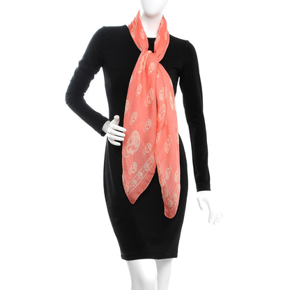 Alexander McQueen Silk Chiffon Skull Scarf Pink 2 of 6