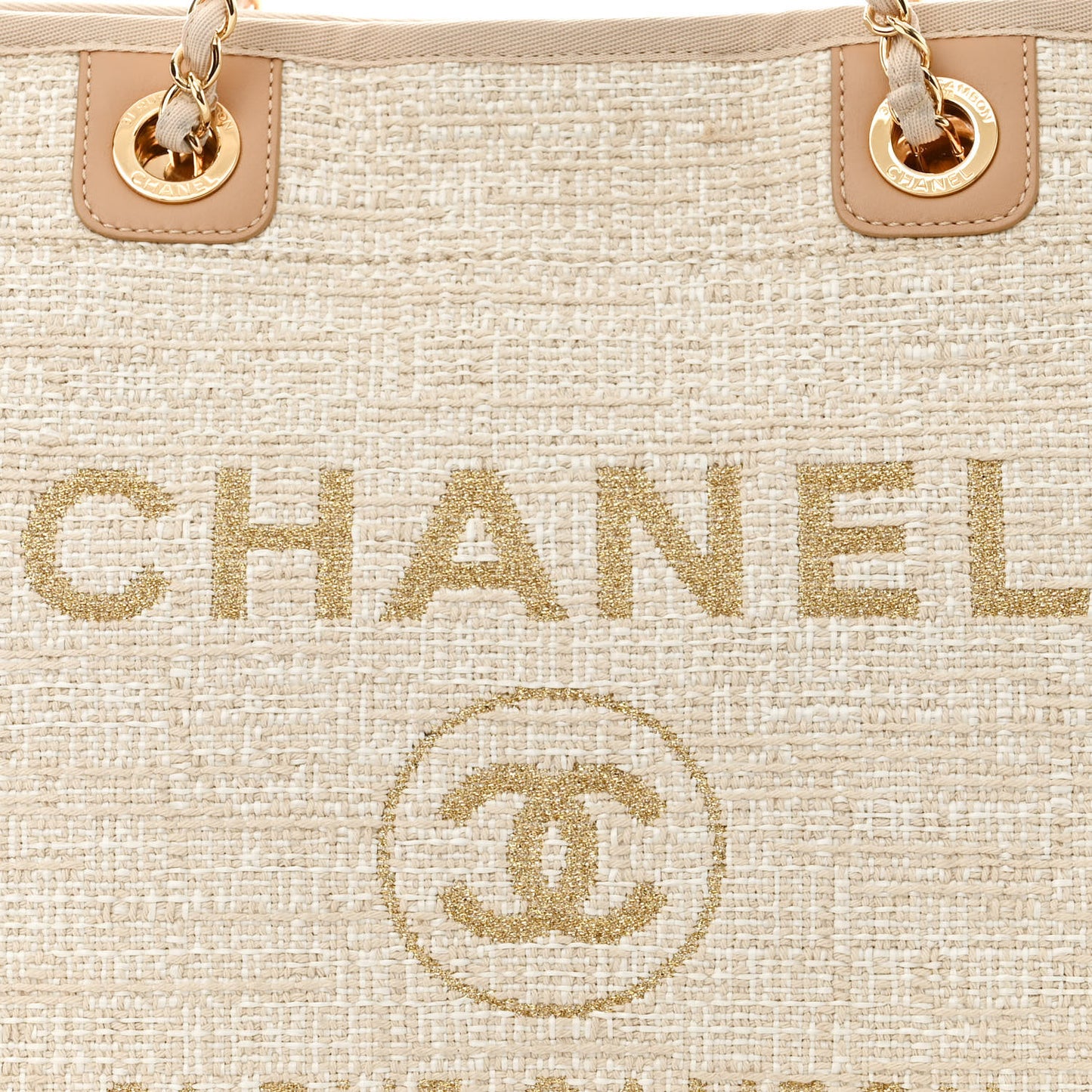 Lurex Boucle Small Deauville Tote Ivory