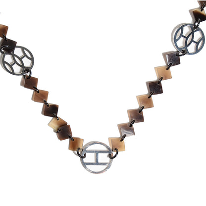 Hermes Buffalo Horn Sterling Silver Lena Necklace 1 of 6