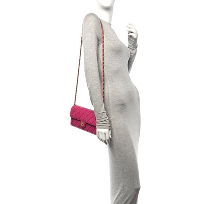 Chanel Shiny Lambskin Quilted Flap Clutch Bag Dark Pink 2 of 11