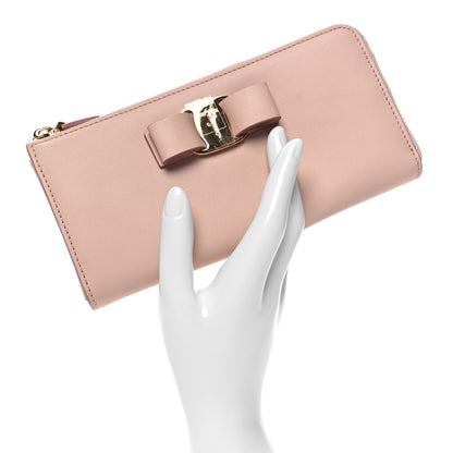 Salvatore Ferragamo Calfskin Vara Bow Zip Wallet Pink 2 of 7