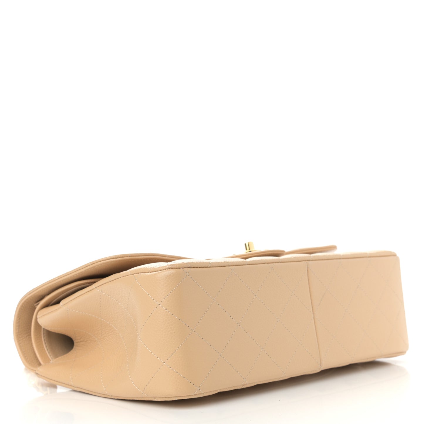 Caviar Quilted Jumbo Double Flap Beige Clair