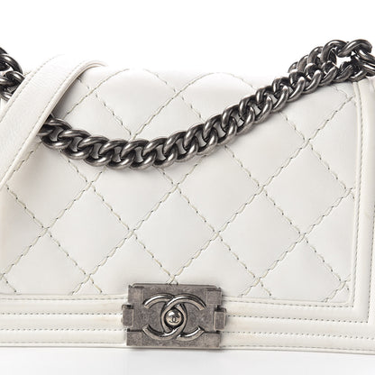 Chanel Calfskin Double Stitch Medium Boy Flap White 8 of 12