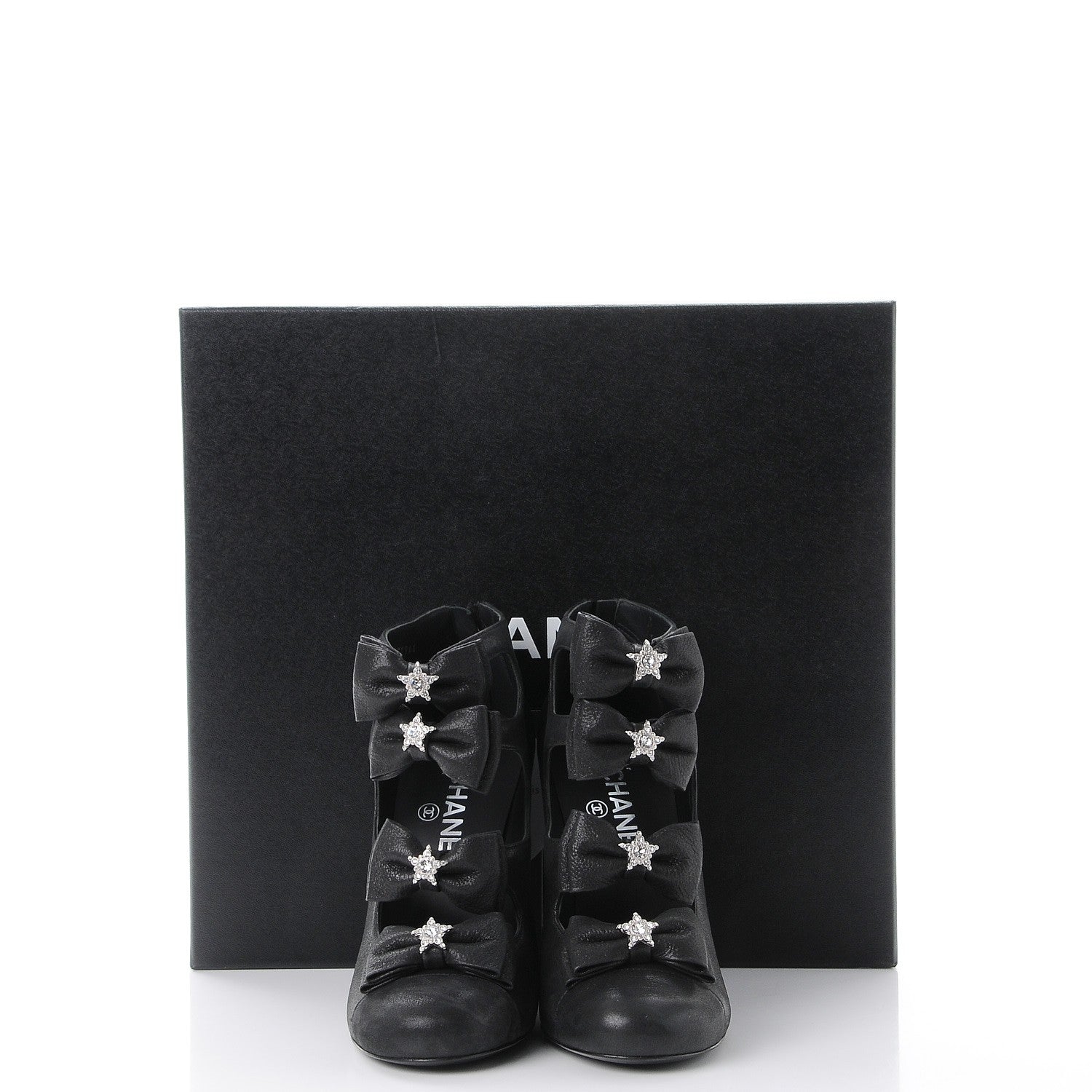 Chanel Buffalo Glitter Crystal Star Pumps 38 Black 9 of 9