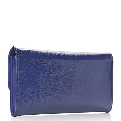 Chanel Patent Caviar Timeless CC Large Gusset Flap Wallet Blue 3 of 12