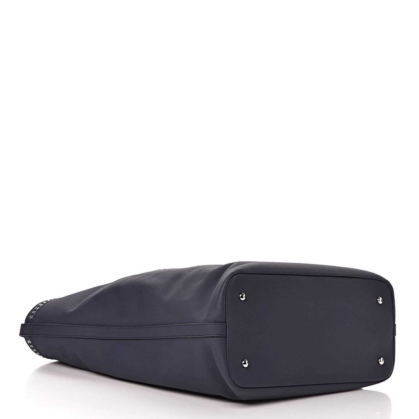Grained Calfskin Large Coco Eyelets Shopping Tote Navy