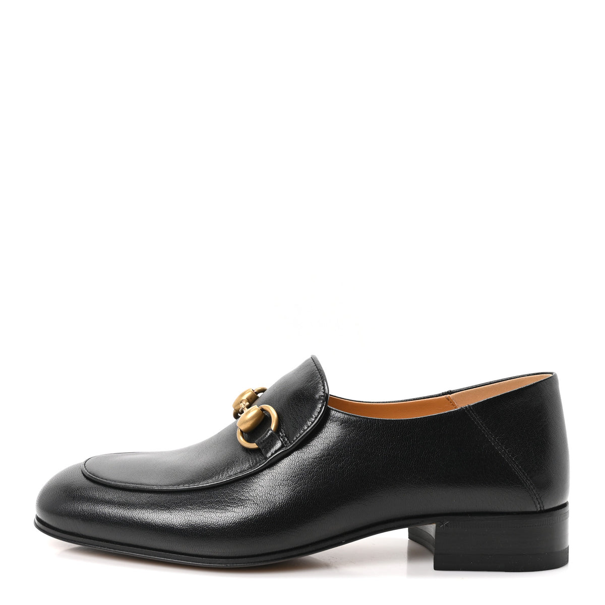 Goatskin Womens Horsebit Mid-Heel Loafers 37 Black