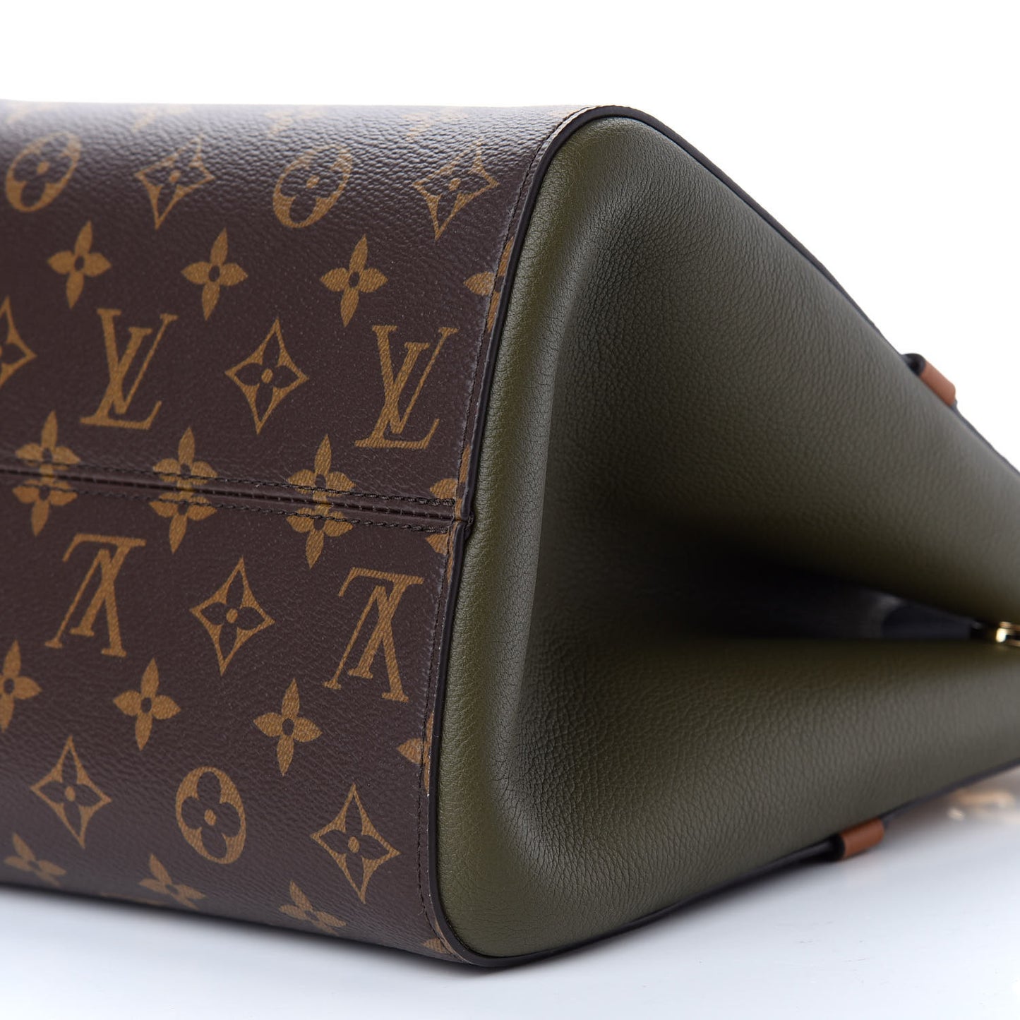 Calfskin Monogram Fold Tote PM Cream Khaki Black