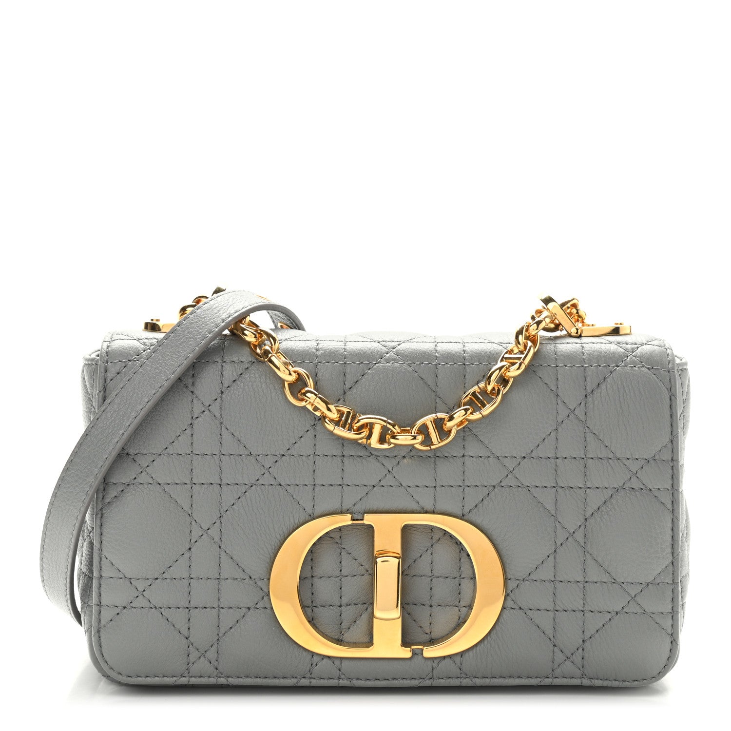 Christian Dior Calfskin Cannage Small Caro Bag Grey 1 of 12