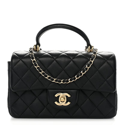 Chanel Lambskin Quilted Mini Top Handle Rectangular Flap Black 1 of 10