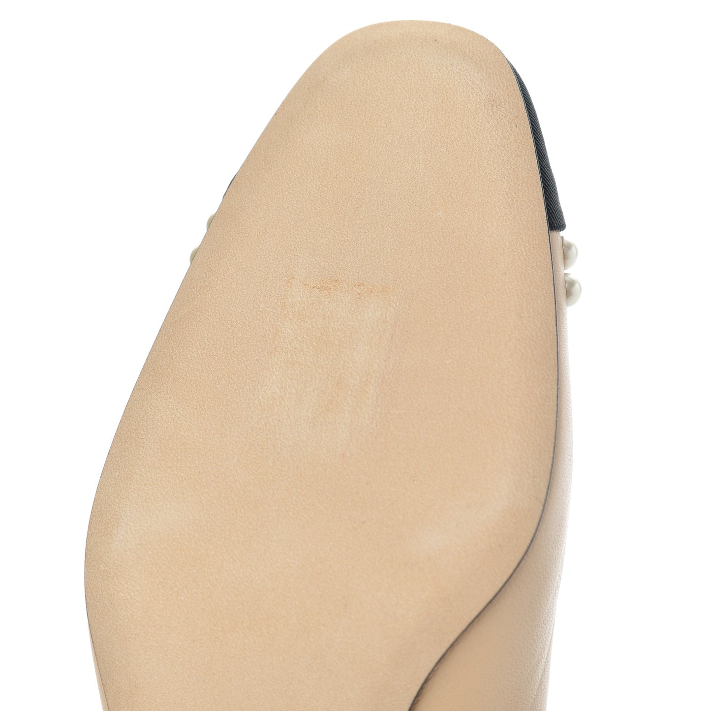 Lambskin Grosgrain Pearl Cap Toe CC Pumps 37 Beige Black