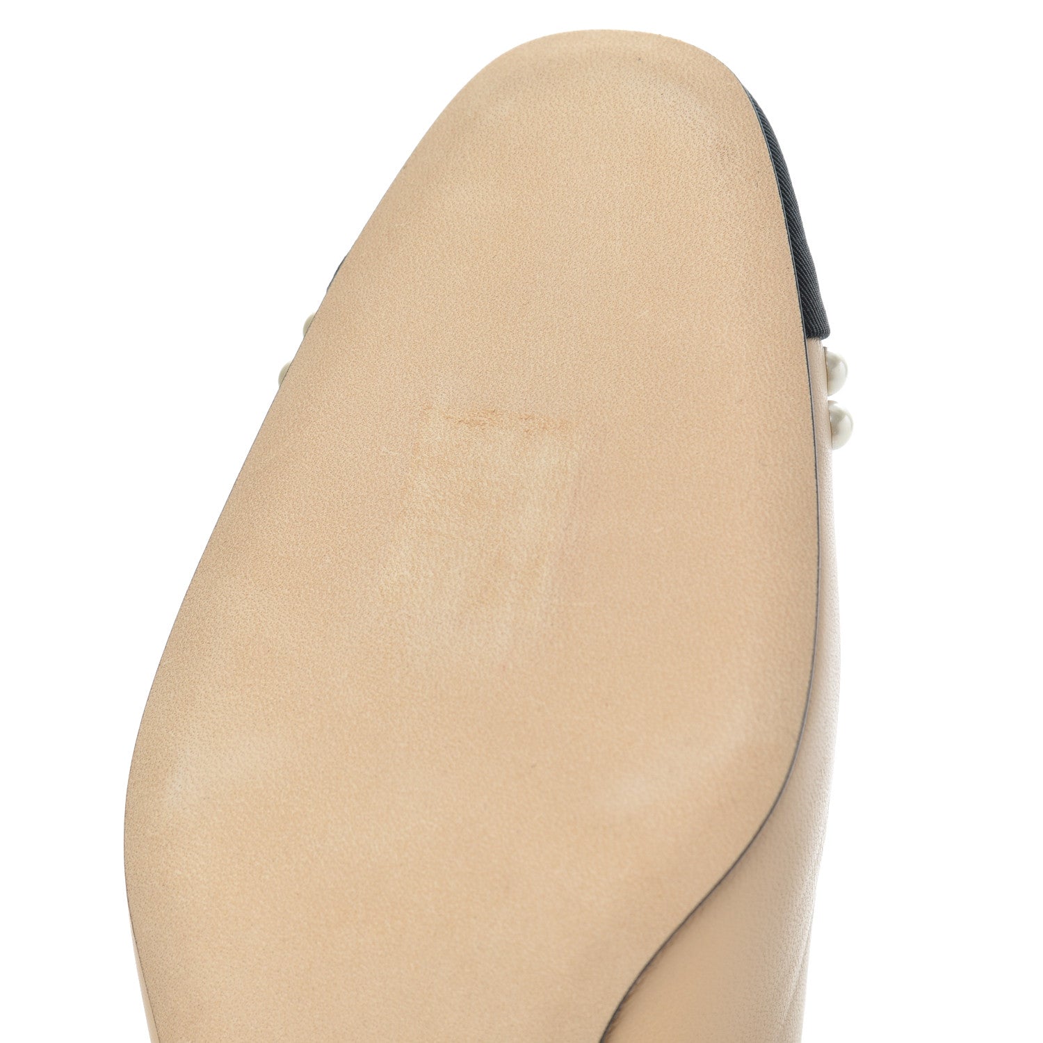 Chanel Lambskin Grosgrain Pearl Cap Toe CC Pumps 37 Beige Black 8 of 10