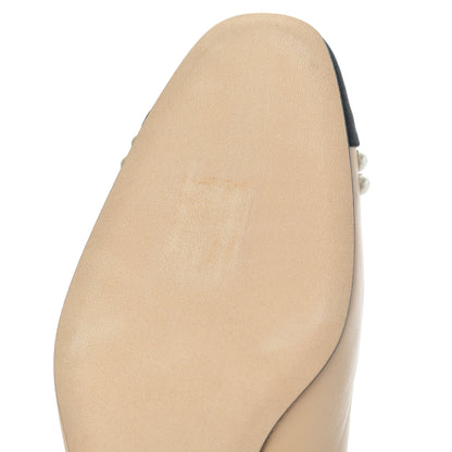 Chanel Lambskin Grosgrain Pearl Cap Toe CC Pumps 37 Beige Black 8 of 10
