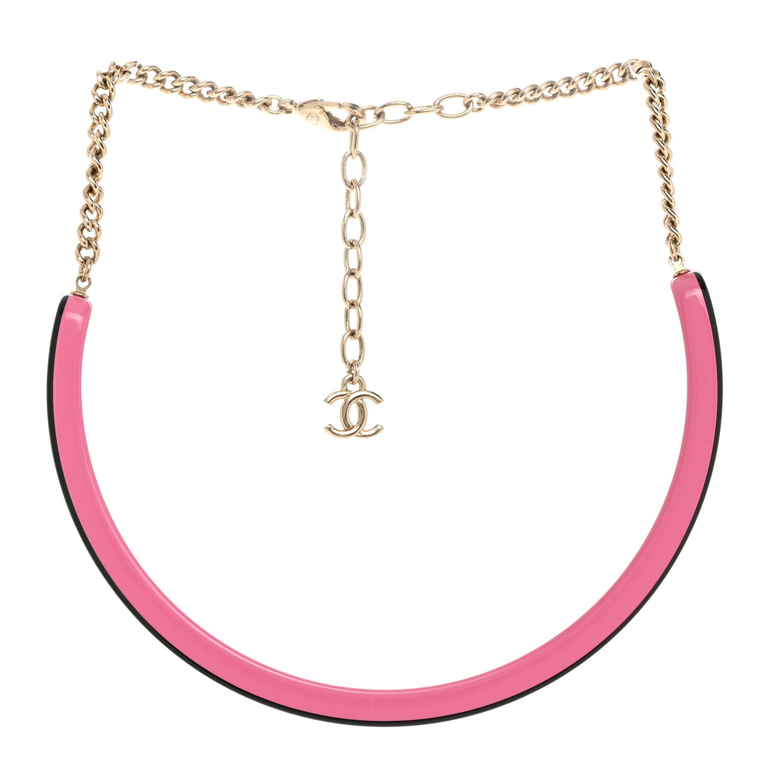 Chanel Resin Logo Choker Pink Black 4 of 6