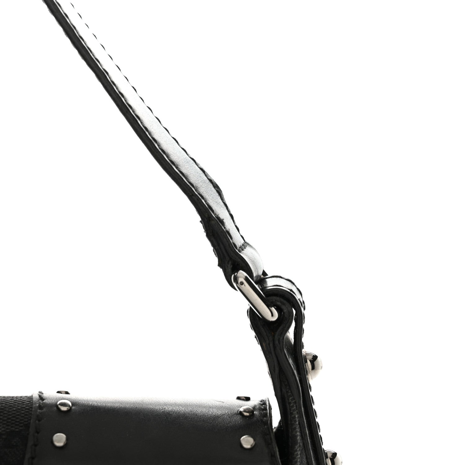 Gucci Monogram Horsebit Chain Studded Flap Shoulder Bag Black 17 of 19