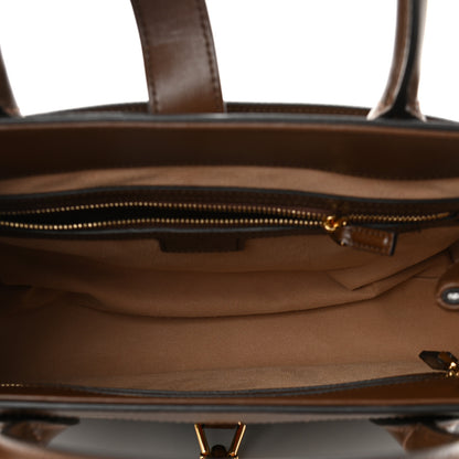 Gucci GG Supreme Monogram Azalea Calfskin Web Medium Jackie 1961 Tote Beige Ebony Brown Sugar 5 of 10