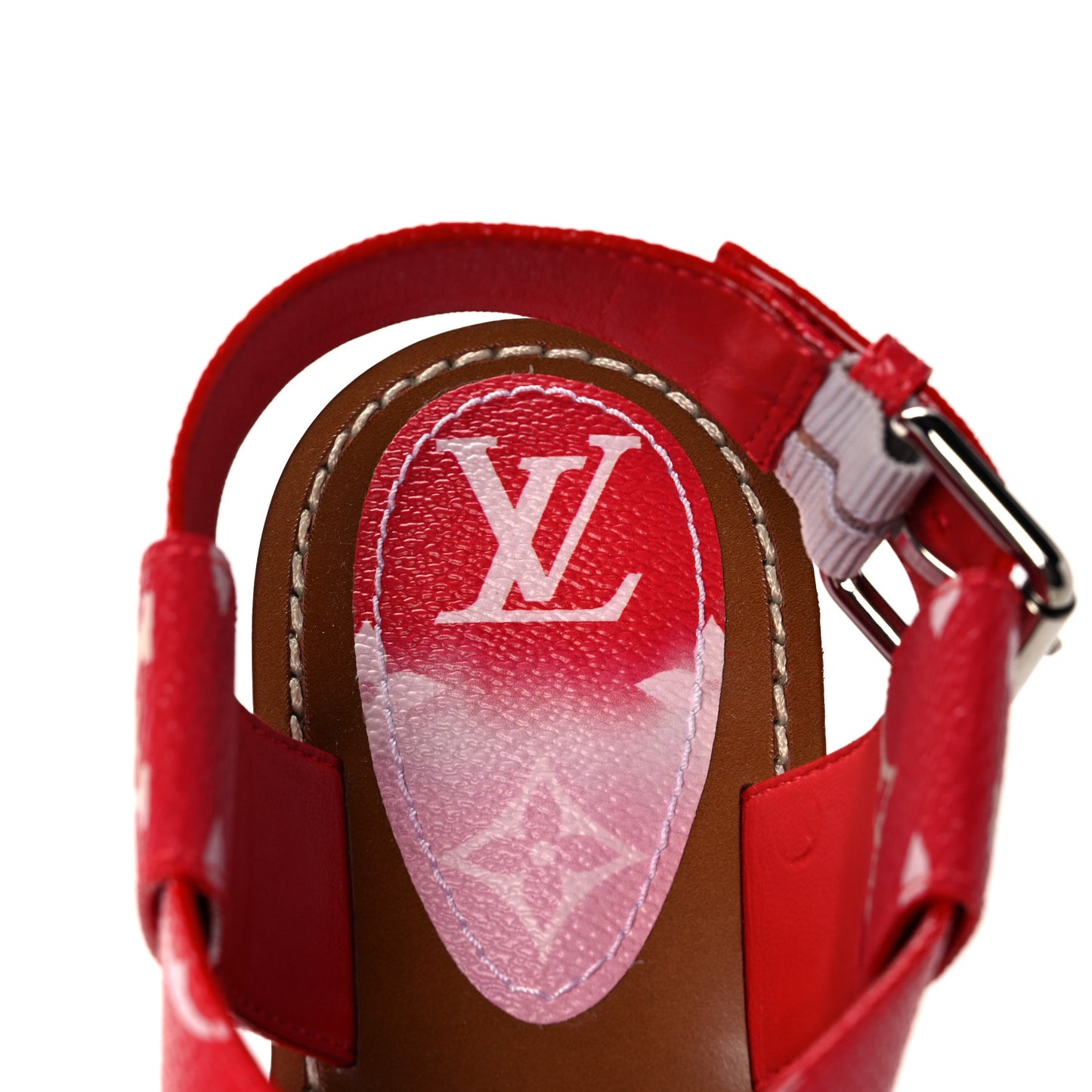 Monogram Escale Palma Flat Sandals 38 Rouge