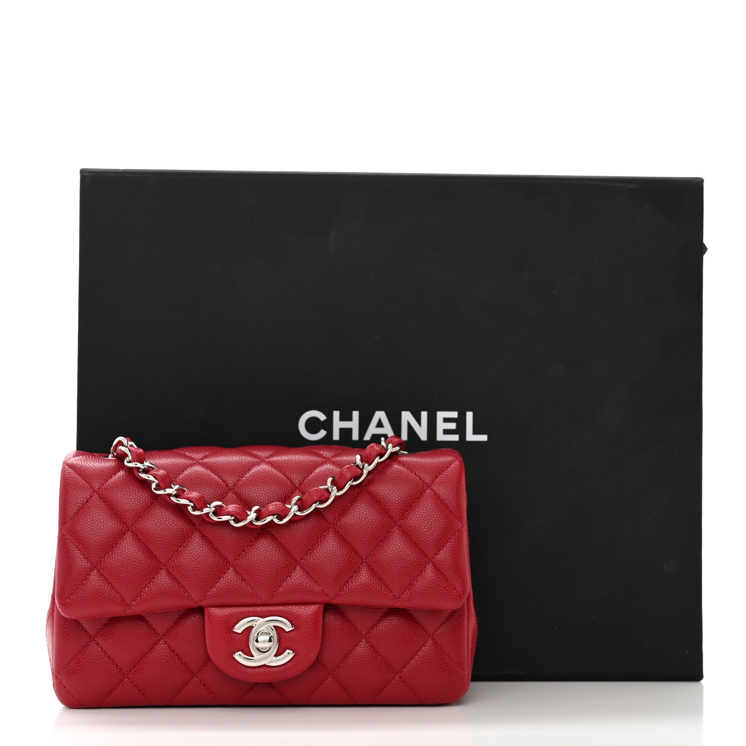 Chanel Caviar Quilted Mini Rectangular Flap Red 11 of 11