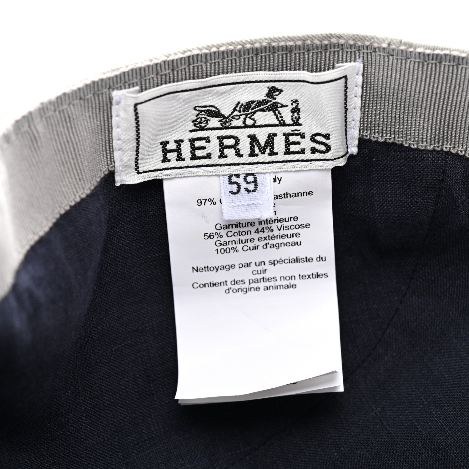 Hermes Stretch Cotton Lambskin Nevada Puzzle Equestre Hat 59 Pierre 8 of 8