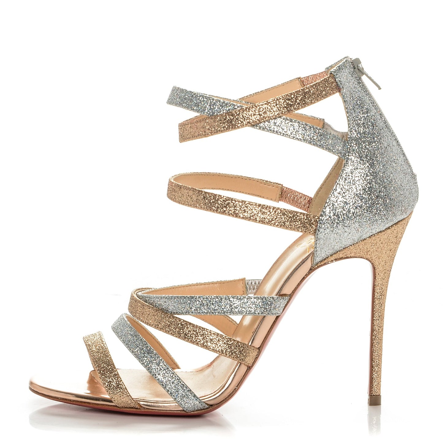 Glittered Mariniere 100 Cage Sandals 37 Gold Silver