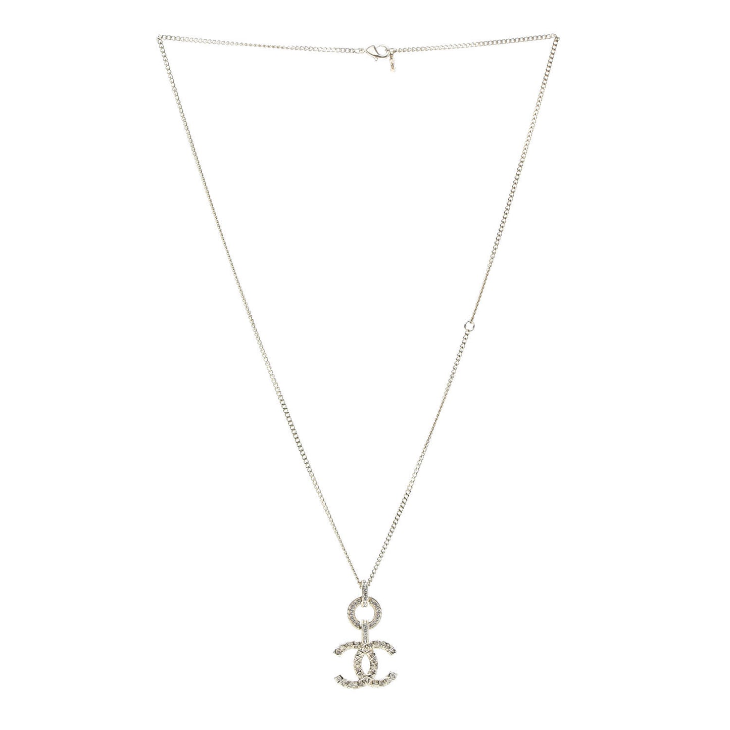 Crystal CC Logo Pendant Necklace Gold