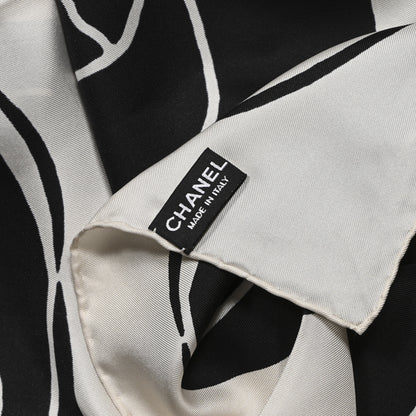 Chanel Silk CC Camellia Scarf Black White 3 of 4