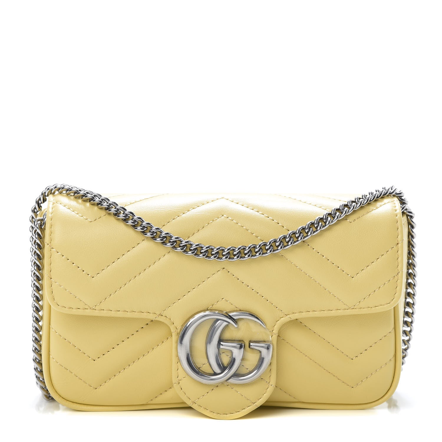 Gucci Calfskin Matelasse Super Mini GG Marmont Shoulder Bag Banana 1 of 10