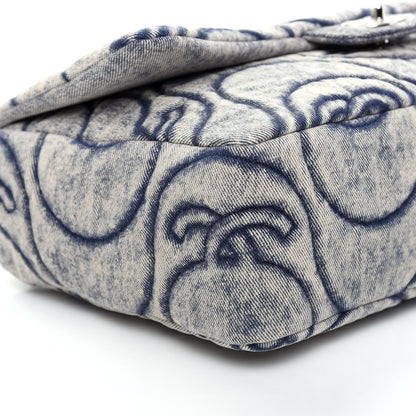 Chanel Denim Embossed CC Logo Print Jumbo Single Flap Blue 6 of 10