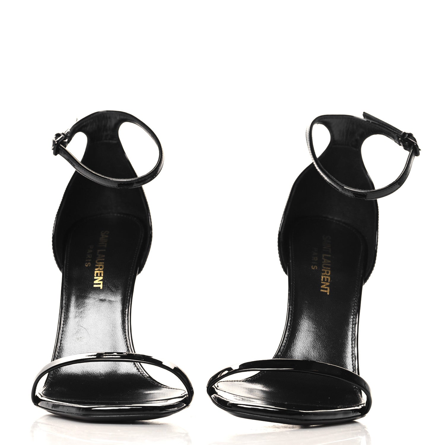 Saint Laurent Patent Calfskin Opyum 110 Sandals 37.5 Black 3 of 9