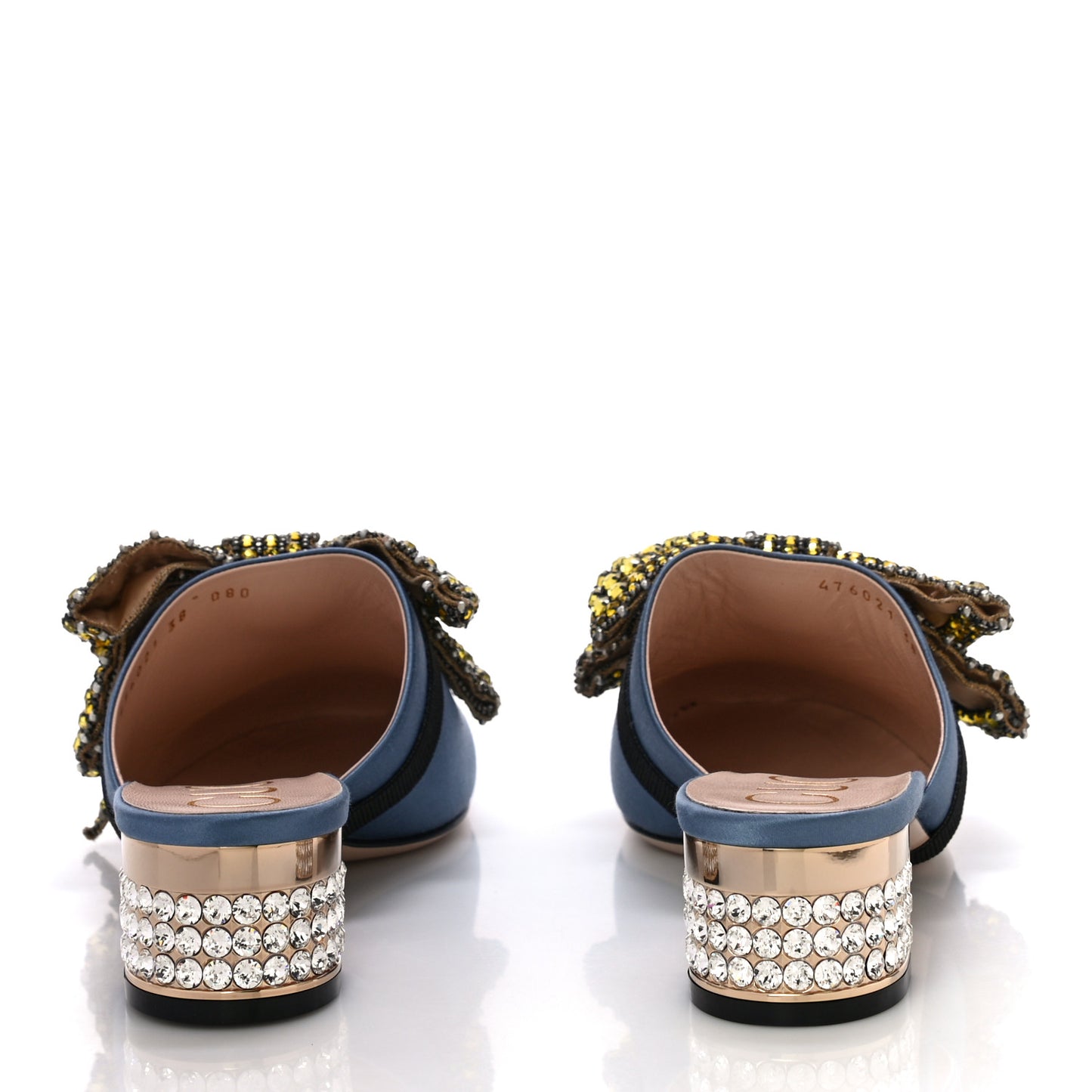 Raso Satin Crystal Embellished Bow Mules 38 Carta Zucchero