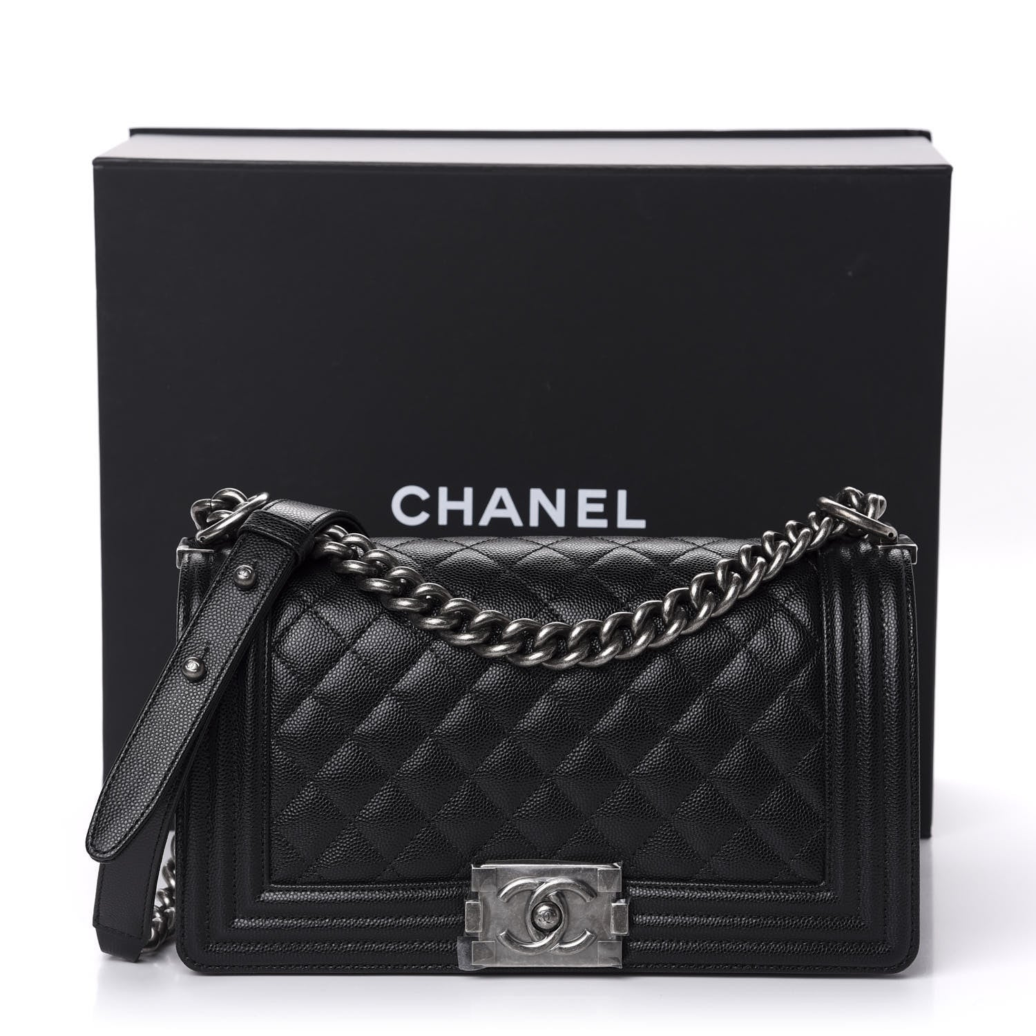 Chanel Caviar Quilted Medium Boy Flap Black 11 of 11
