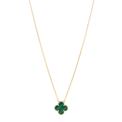Van Cleef & Arpels 18K Yellow Gold Malachite Vintage Alhambra Pendant Necklace 1 of 5