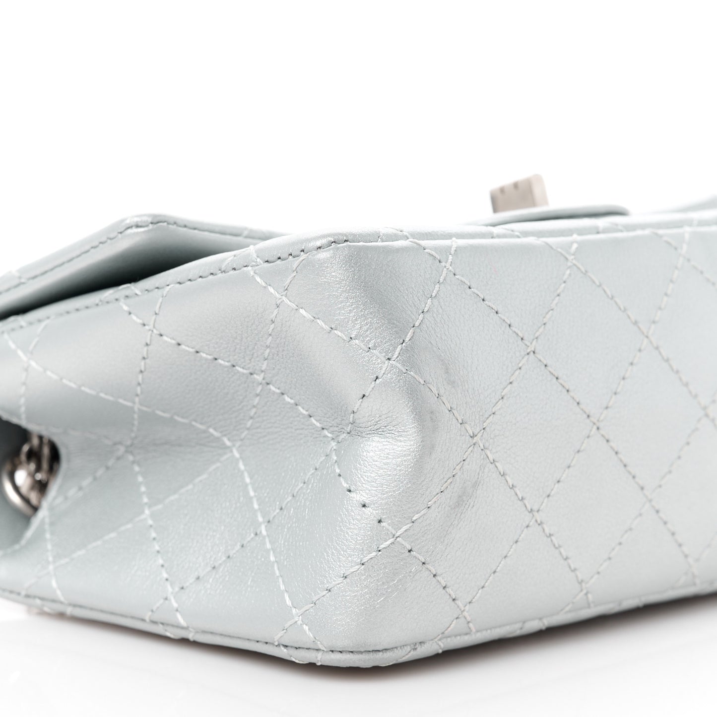 Metallic Grained Calfskin Quilted 2.55 Reissue Mini Flap Silver