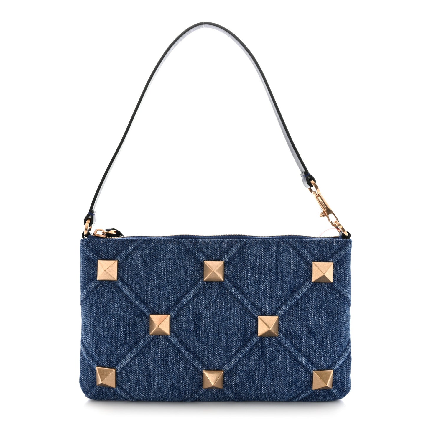 Denim Roman Stud Zip Pouch Denim