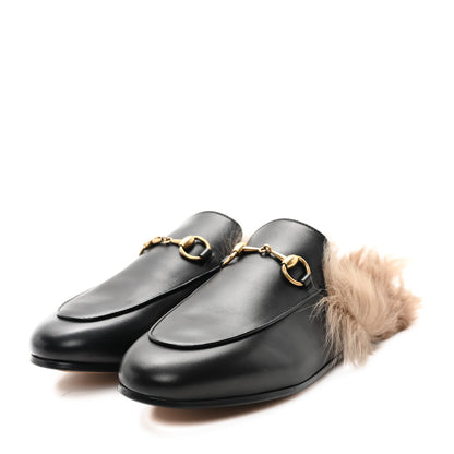 Gucci Calfskin Fur Womens Princetown Slippers 36 Black 4 of 9
