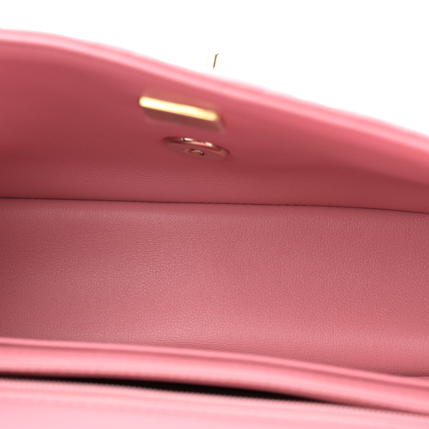 Lambskin Quilted Mini Top Handle Rectangular Flap Pink