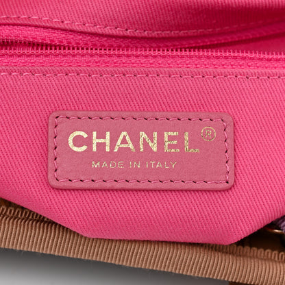 Chanel Straw Raffia Calfskin Striped Medium Deauville Tote Dark Beige Fuchsia Navy Blue 6 of 10