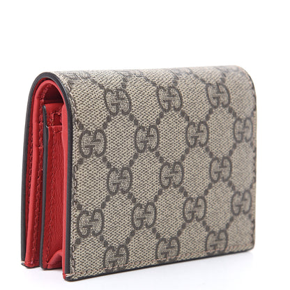 Gucci GG Supreme Monogram Bosco Patch Card Case Wallet Beige Malva Hibiscus Red 3 of 8