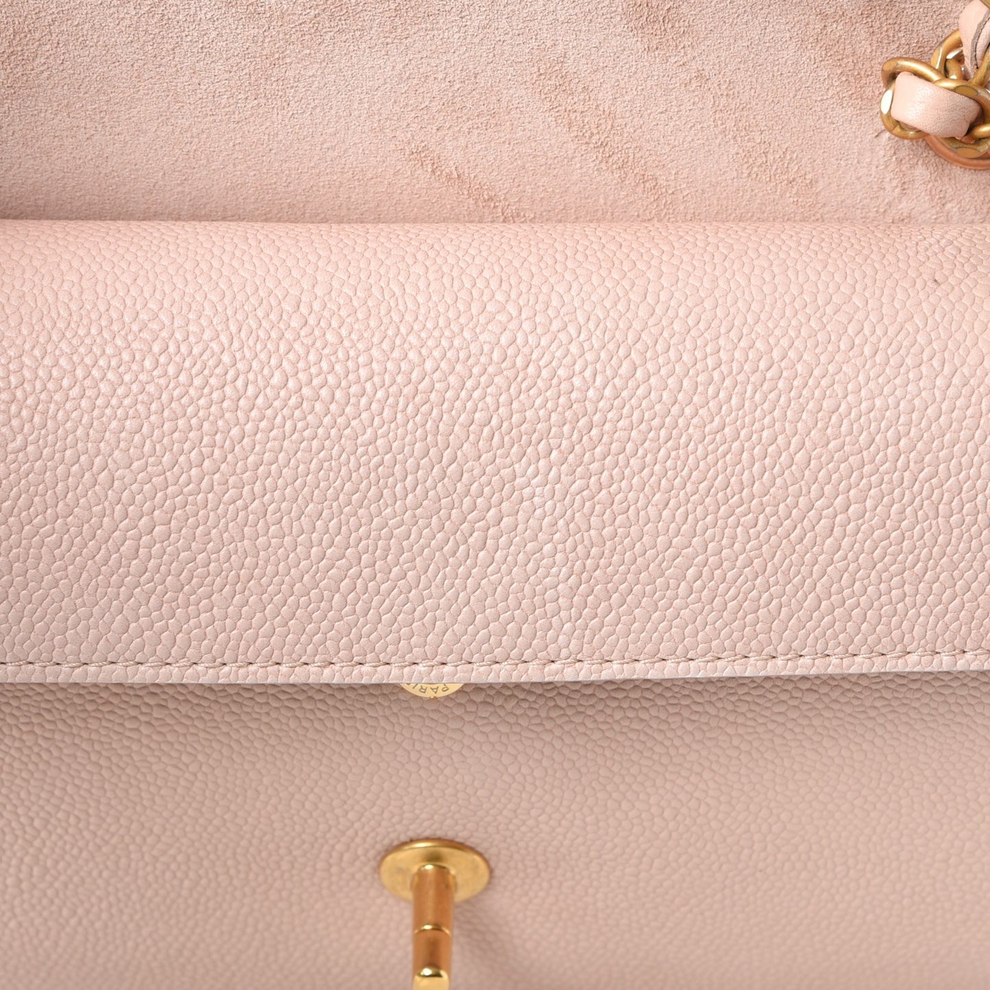 Grained Calfskin Medium Classic Pure Double Flap Nude