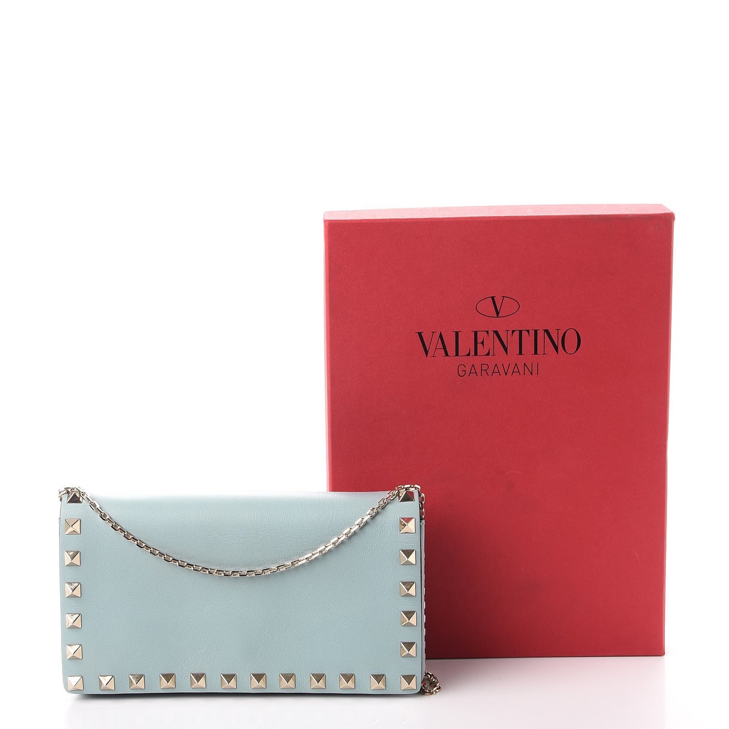 Vitello Small Rockstud Chain Flap Crossbody Bag Blue