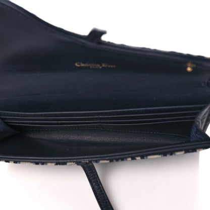 Christian Dior Oblique Saddle Chain Long Wallet Blue 4 of 12
