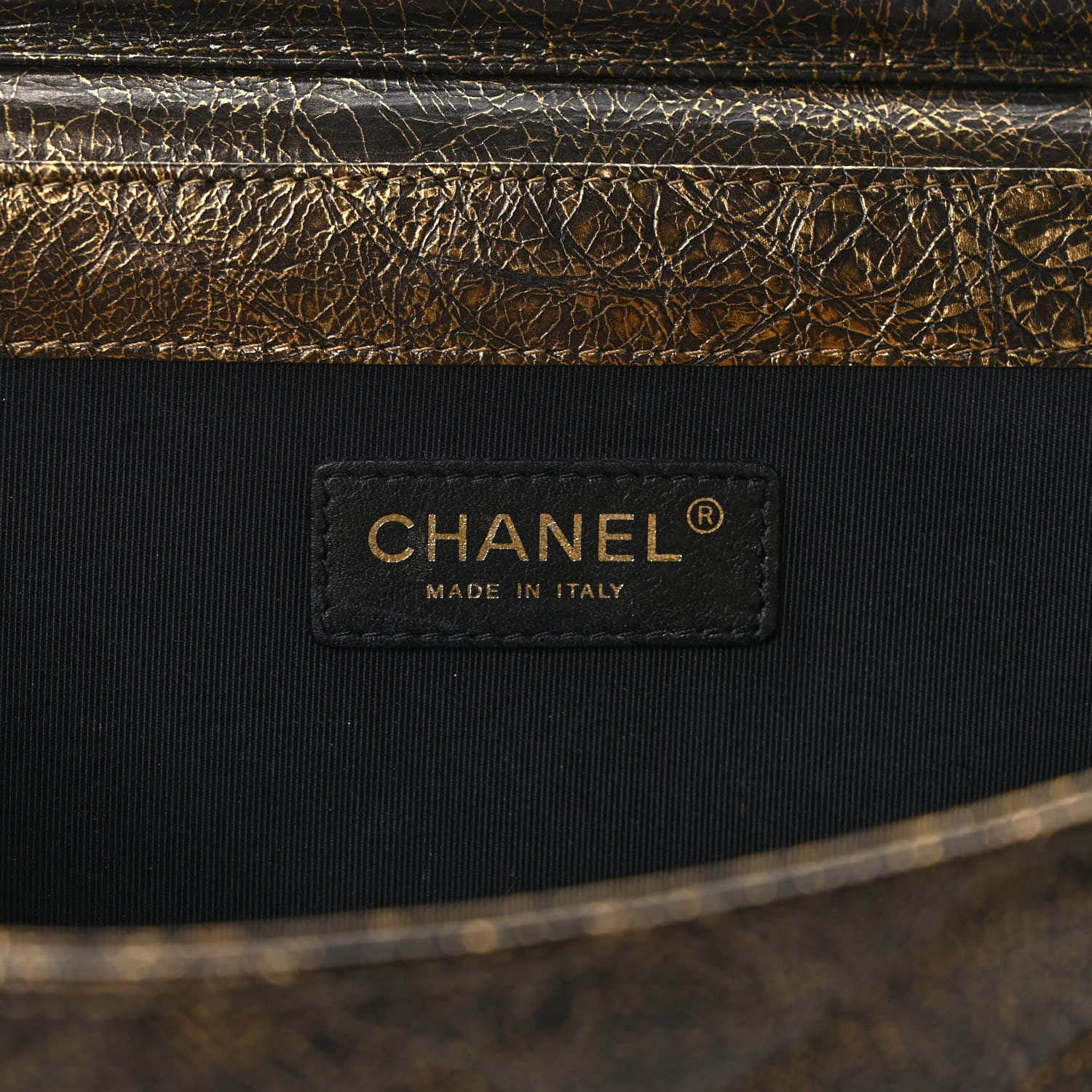Chanel Cracked Metallic Calfskin Quilted Zip Away Chain Clutch Gold 6 of 10
